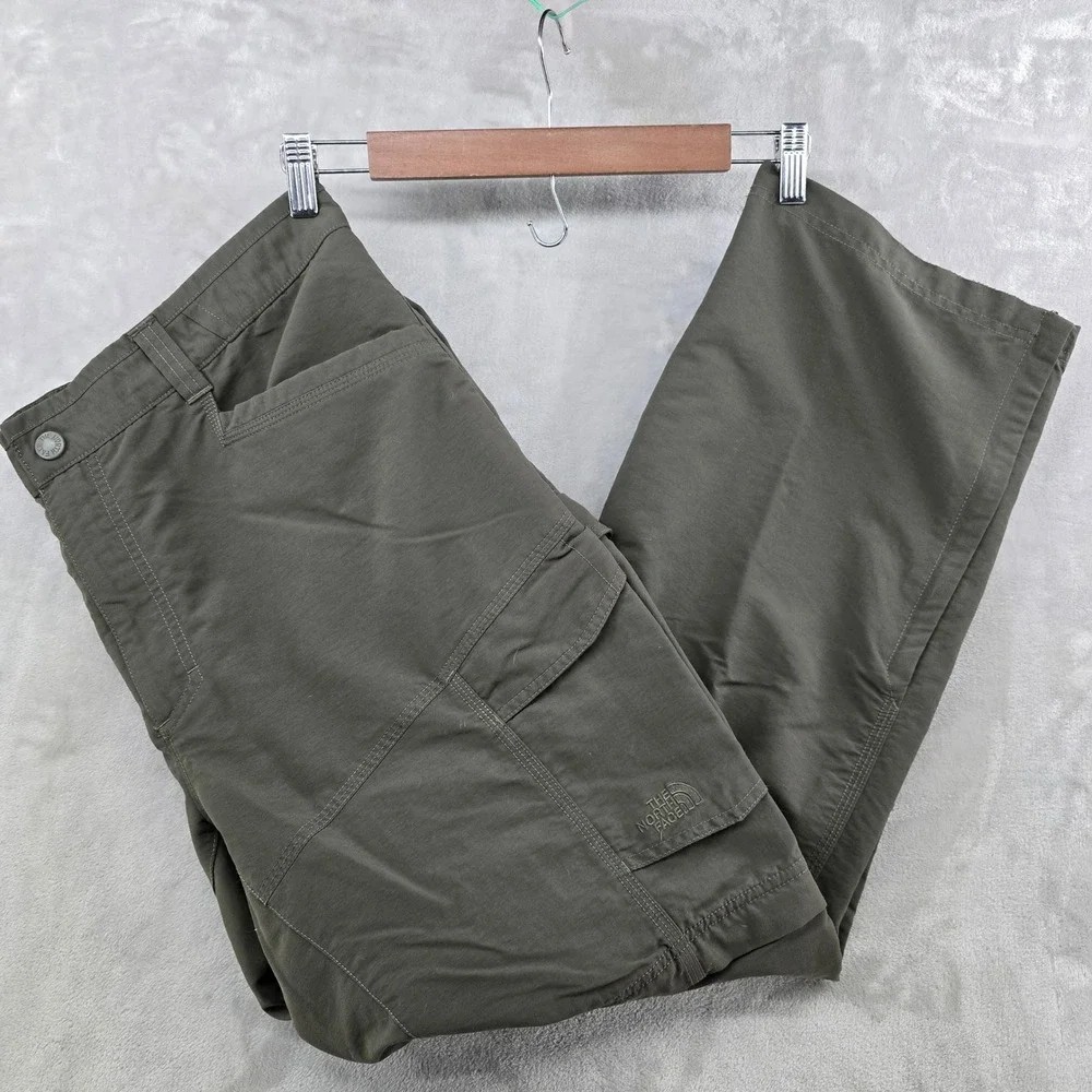 The North Face Convertible Pants Mens XL Green Cargo‎ Hiking Zip Off Outdoor
